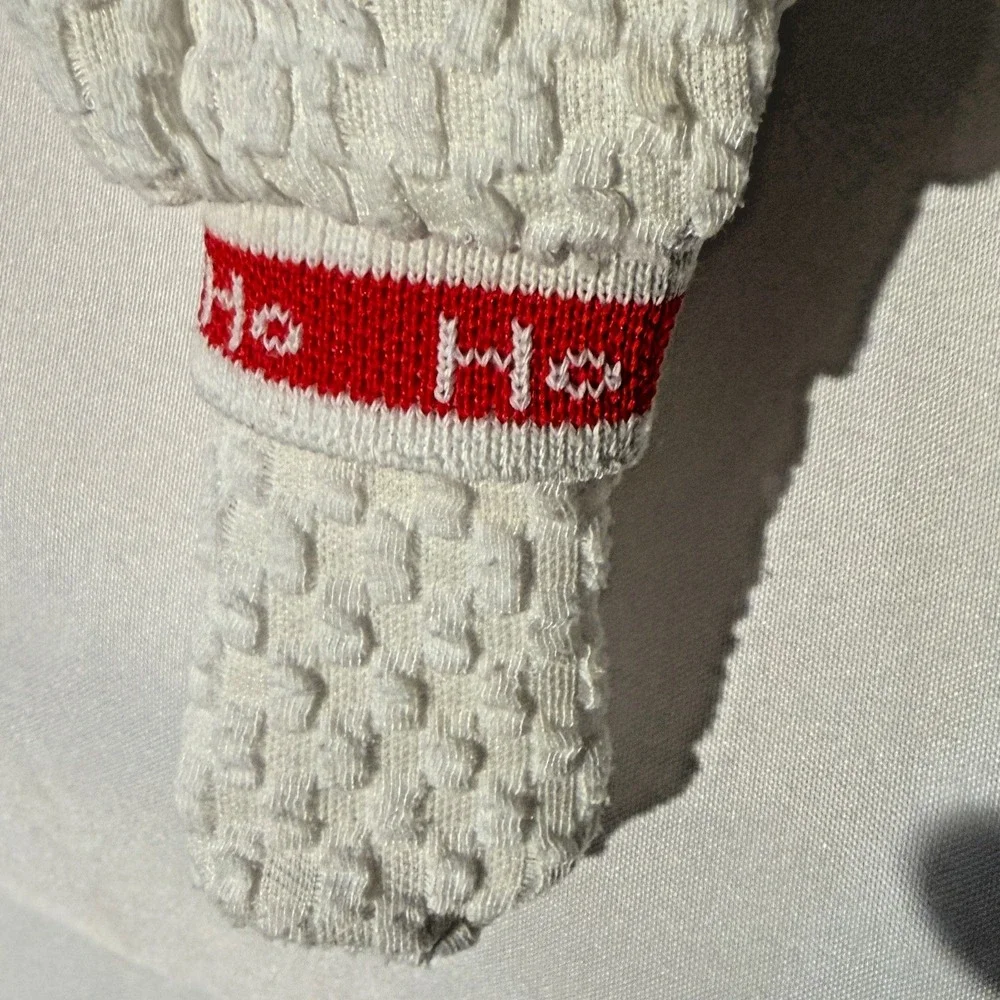 Vtg EUC Carter's Santa Bear Ho Ho Waffle Knit Snap Button Sleeper M (12–17 lbs)